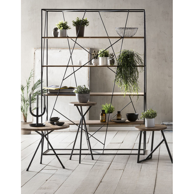 Etagère industrielle en acacia 140 cm Pamela