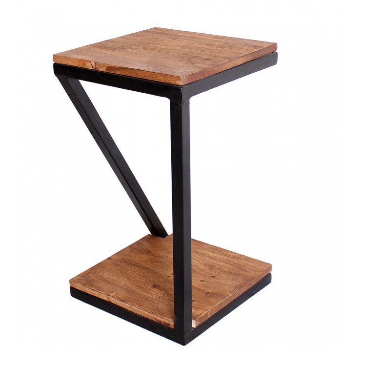 Table basse industrielle carrée 32 cm en acacia Pamela