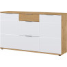 Buffet/bahut moderne 144 cm chêne/blanc brillant Regina