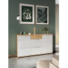 Buffet/bahut moderne 144 cm chêne/blanc brillant Regina