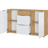 Buffet/bahut moderne 144 cm chêne/blanc brillant Regina