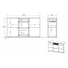 Buffet/bahut moderne 144 cm chêne/blanc brillant Regina