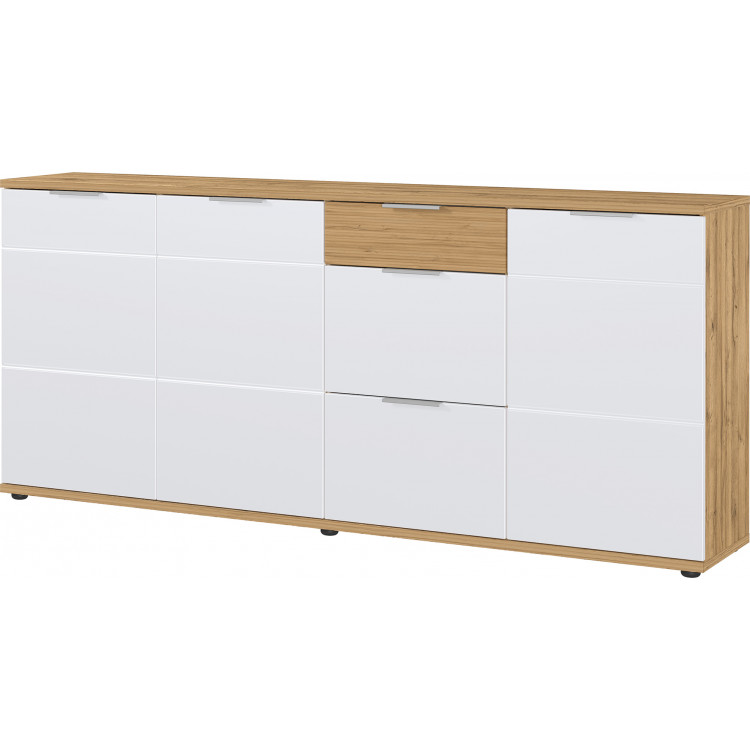 Buffet/bahut moderne 192 cm chêne/blanc brillant Regina