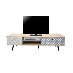 Meuble TV style scandinave 150 cm chêne/imprimé Mayline