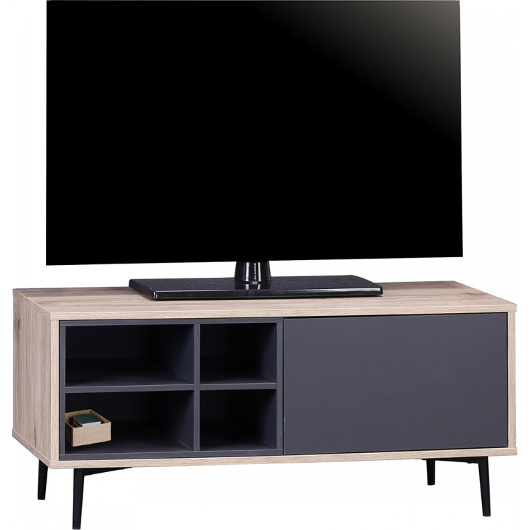 Meuble TV style scandinave 98 cm chêne/anthracite Mayline