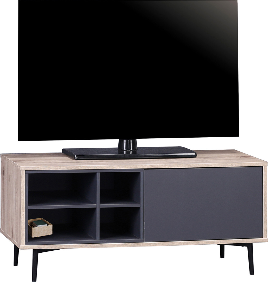 Meuble TV style scandinave 98 cm chêne/anthracite Mayline
