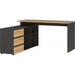 Bureau d'angle contemporain chêne/graphite Oleron