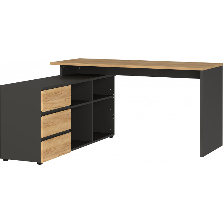 Bureau d'angle contemporain chêne/graphite Oleron