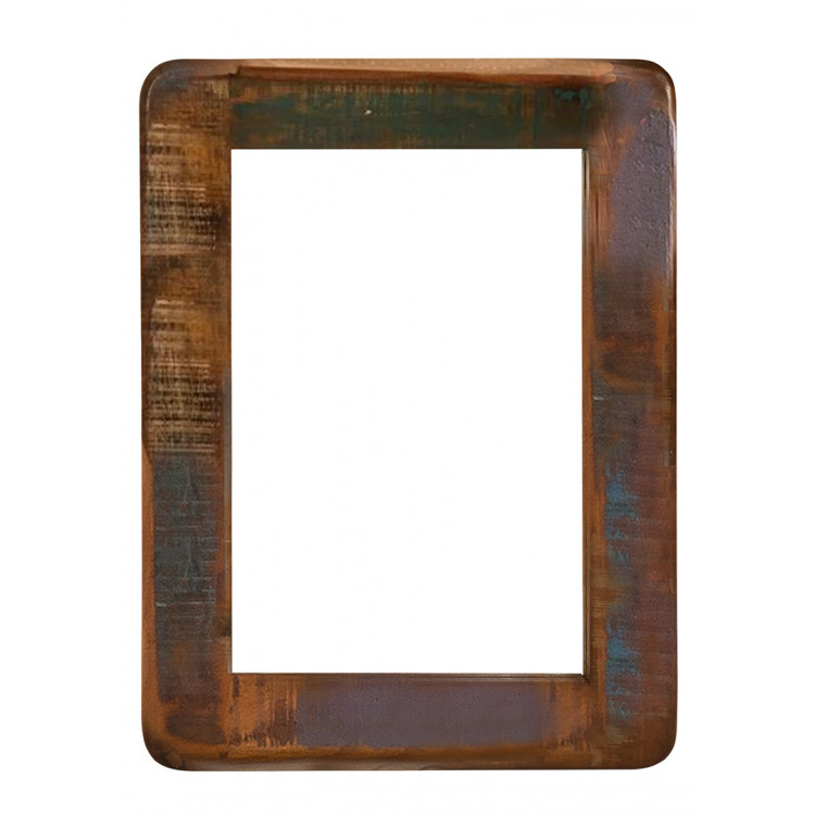 Miroir rectangulaire vintage en bois massif recyclé coloré Elija