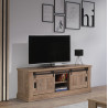 Meuble TV style industriel 155 cm chêne/noir Thalia