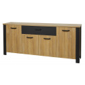 Buffet/bahut style industriel 210 cm chêne/noir Vayana