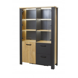 Vaisselier/argentier style industriel chêne/noir Vayana