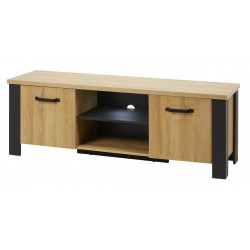 Meuble TV style industriel chêne/noir Vayana