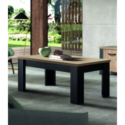 Table basse style industriel chêne/noir Vayana