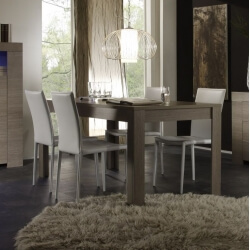 Table de salle à manger contemporaine chêne gris Jamie