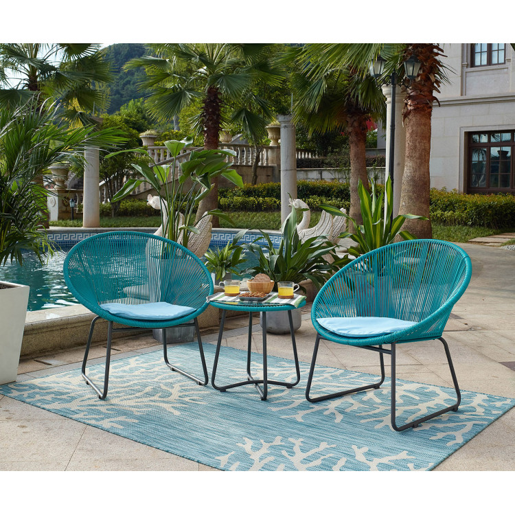 Salon de jardin moderne en PVC turquoise Alexane