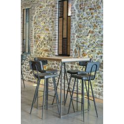 Tabouret de bar (lot de 2) structure métal et assise similicuir Kyoto