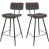 Tabouret de bar (lot de 2) structure métal et assise similicuir Kyoto