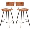 Tabouret de bar (lot de 2) structure métal et assise similicuir Kyoto