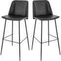 Tabouret de bar (lot de 2) structure métal et assise similicuir Boston