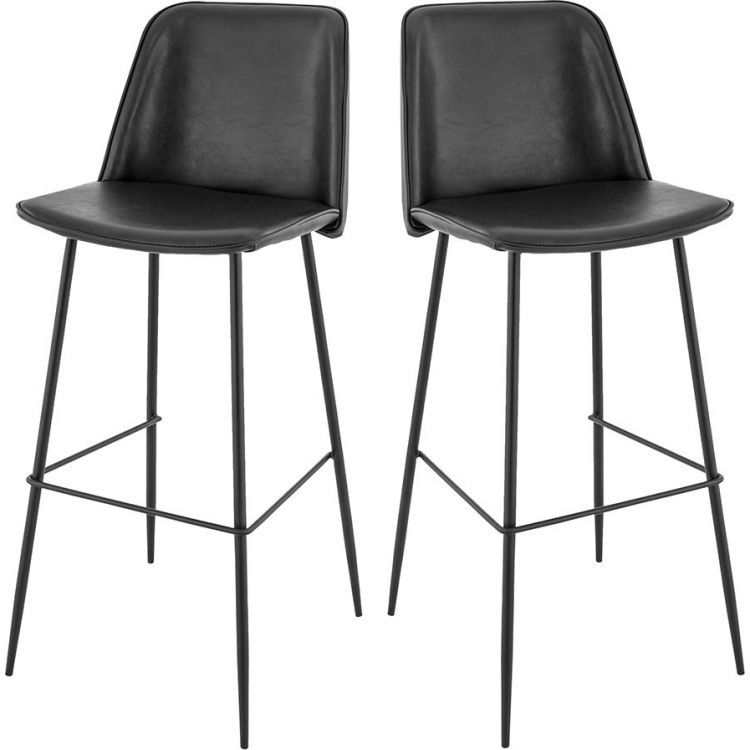 Tabouret de bar (lot de 2) structure métal et assise similicuir Boston