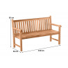 Banc de jardin 150 cm en teck massif naturel Eoline