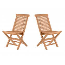 Chaise de jardin en teck massif naturel (lot de 2) Eoline