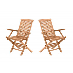 Fauteuil de jardin en teck massif naturel (lot de 2) Eoline