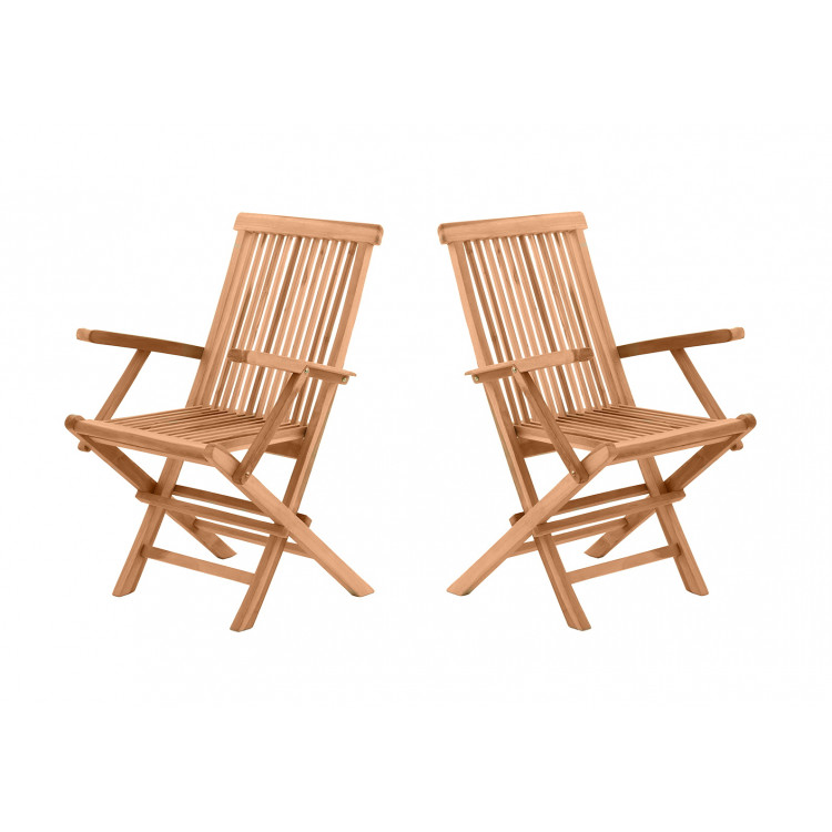 Fauteuil de jardin en teck massif naturel (lot de 2) Eoline