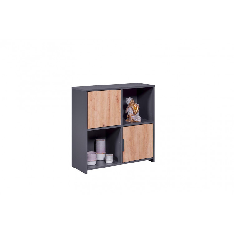 Meuble de rangement contemporain 77 cm anthracite/chêne Aliciane