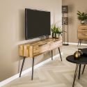 Meuble TV industriel en teck 2 tiroirs Alyssa