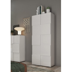 Armoire d'entrée moderne blanc laqué brillant Milenor