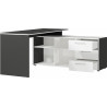 Bureau d'angle moderne avec rangement blanc/graphite Riberia