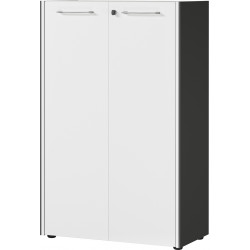 Armoire de bureau moderne H 120 cm blanc/graphite Riberia