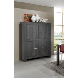 Vaisselier/bar 4 portes contemporain coloris gris Fino