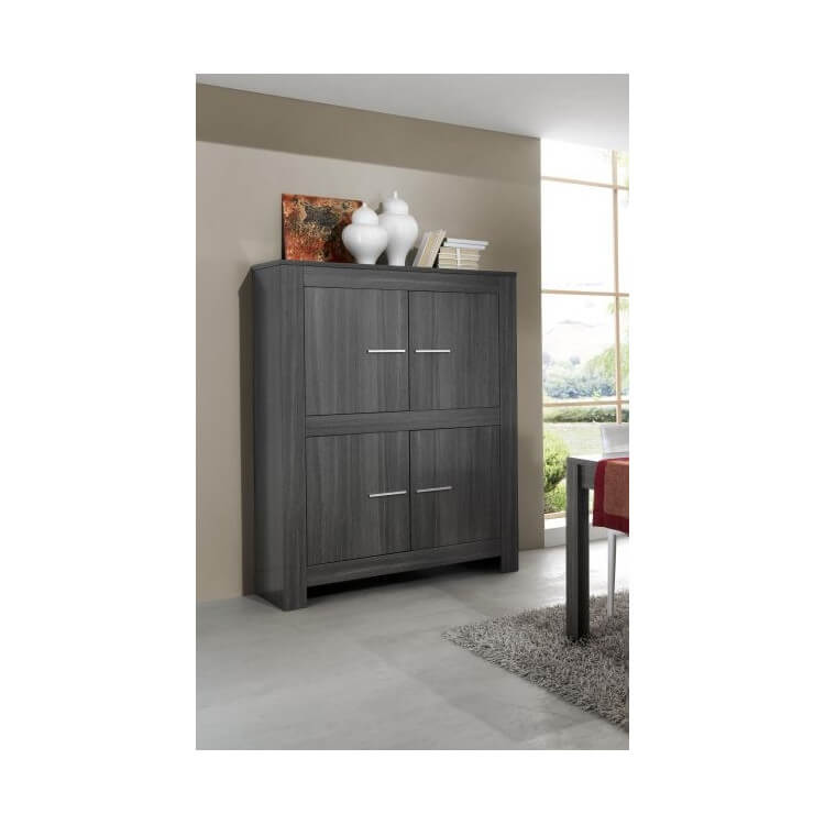 Vaisselier/bar 4 portes contemporain coloris gris Fino