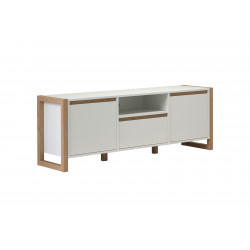 Meuble TV scandinave 150 cm blanc/chêne Jedusor