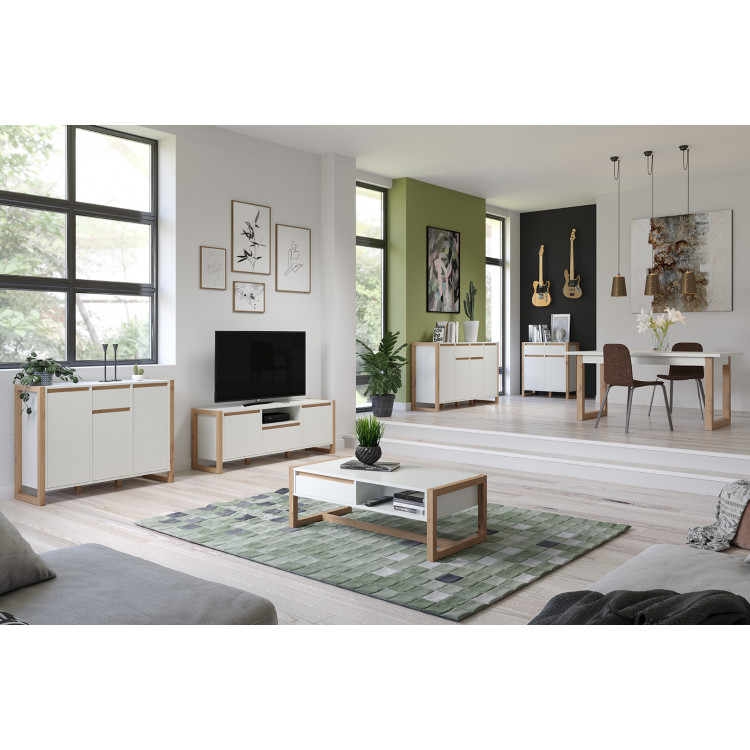 Table basse scandinave blanc/chêne Jedusor