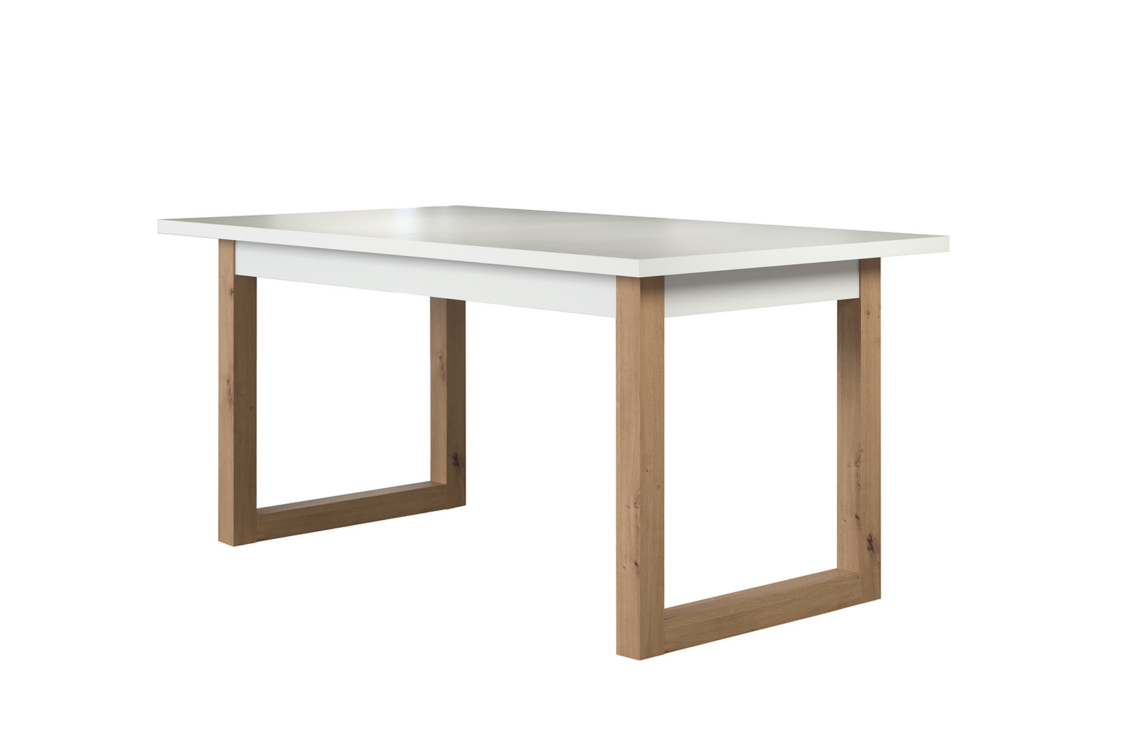 Table de salle à manger extensible scandinave blanc/chêne Jedusor
