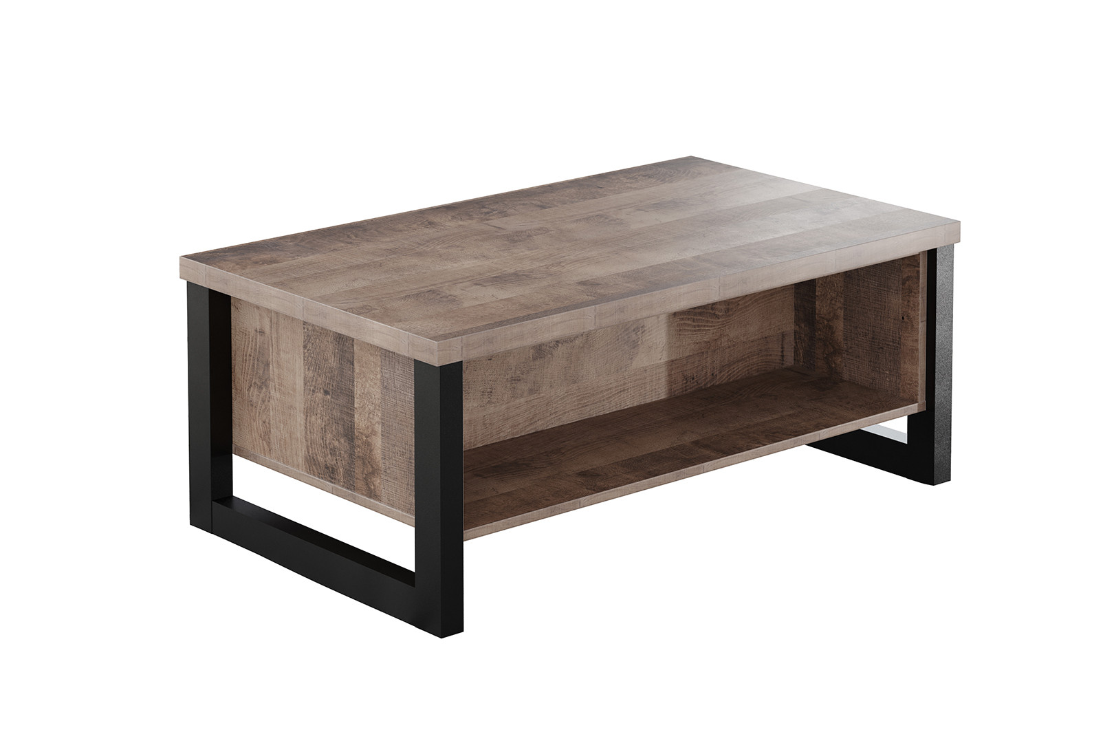 Table basse rectangulaire style industriel chêne foncé Clémentine