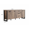 Buffet/bahut style industriel 214 cm chêne foncé Clémentine