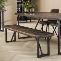 Banc de table à manger industriel en métal et teck foncé Kasper