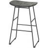 Tabouret de bar industriel (lot de 4) en métal et teck foncé Kasper