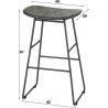 Tabouret de bar industriel (lot de 4) en métal et teck foncé Kasper