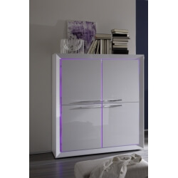 Argentier/bar 4 portes design blanc laqué Cécilia