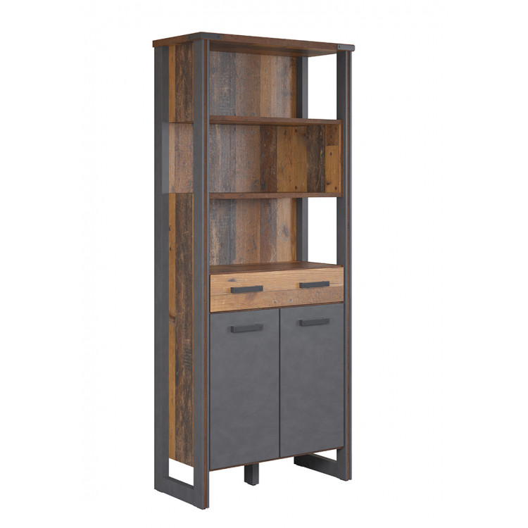 Armoire combinée de bureau style industriel chêne vieilli Asmina