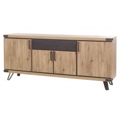 Buffet/bahut style industriel 220 cm chêne/gris Scarlet