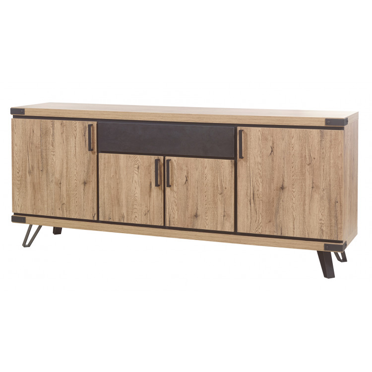 Buffet/bahut style industriel 220 cm chêne/gris Scarlet