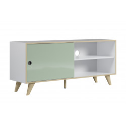 Meuble TV scandinave 145 cm blanc/vert Hermine