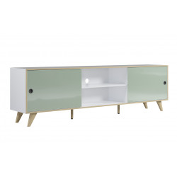 Meuble TV scandinave 217 cm blanc/vert Hermine